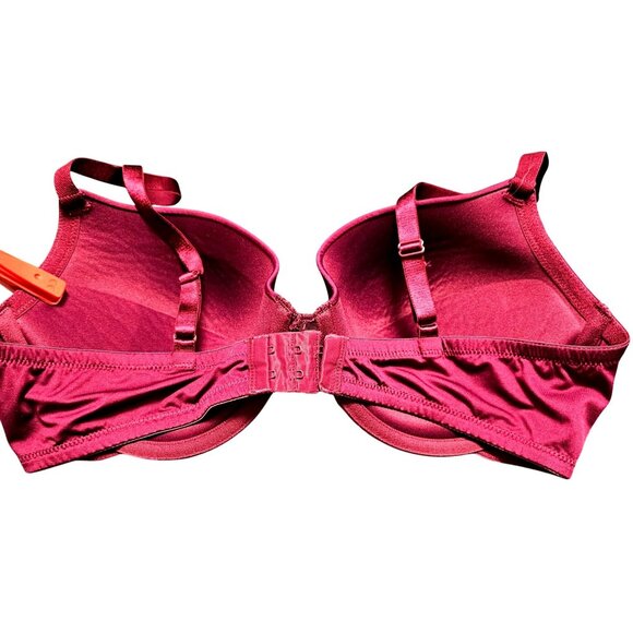 Maidenform Women's Lace Trim Push-Up Bra Size 40C Burgundy Nylon/Spandex Adjusta - Picture 4 of 11